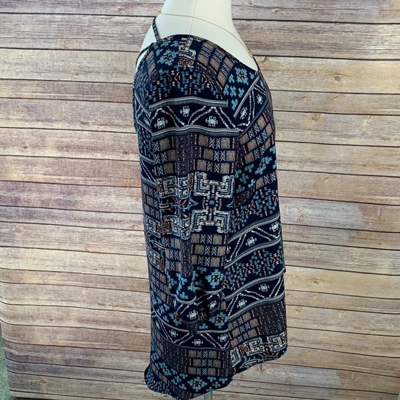 Moa Moa Tribal Print 3/4 Blouson Sleeve Top Medium - Picture 3 of 8